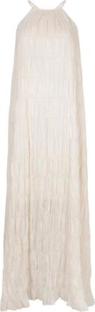 Dante6 Boho-Chic Halter Maxi Jurk in Botercr&egrave;me - Dames - Maxi kleedjes - Beige - XS - Kleedjes
