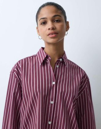 Arket camicia in cotone puro bordeaux scuro-Rosso