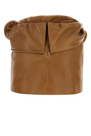 Magda Butrym Womens Camel Leather Mini Skirt Gonne