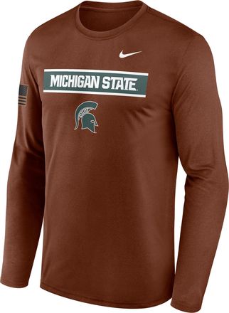 Nike Michigan State Courtside Nike Mens Dri-FIT College Long-Sleeve T-Shirt in Brown | 02TJ2GYMST-VZG