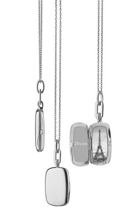 Monica Rich Kosann Slim Rectangular Locket Necklace in Sterling Silver at Nordstrom, Size 18 In