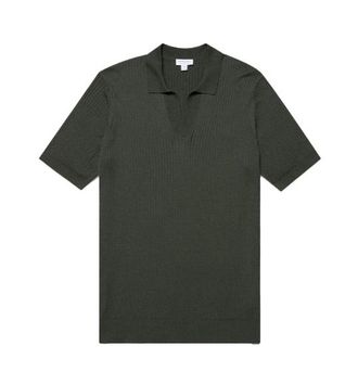 Sunspel Ribbed-knit Silk and Cotton Polo Shirt Size M