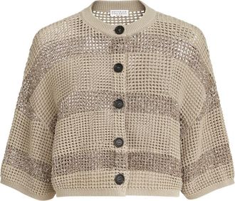 Brunello Cucinelli Striped Cropped Cardigan