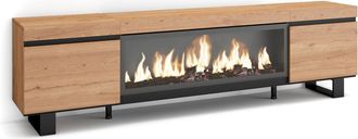 Skraut Home Skraut Home - Mueble Tv, Televisi&oacute;n, Muebles De Sal&oacute;n, Almacenaje, 210, Para Tv Hasta 80, Chimenea El&eacute;ctrica Xxl, Dise&ntilde;o Industrial, Estilo Moderno, R