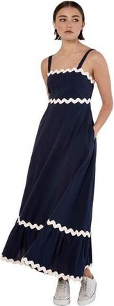 Apricot Rick Rack Trim Trapeze Midaxi Dress in Navy at Nordstrom, Size Xx-Large
