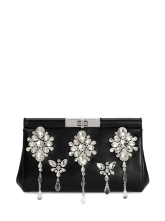 Dolce & Gabbana crystal-embellished clasp clutch - women - CALFSKIN/CALFSKIN - One Size - Black