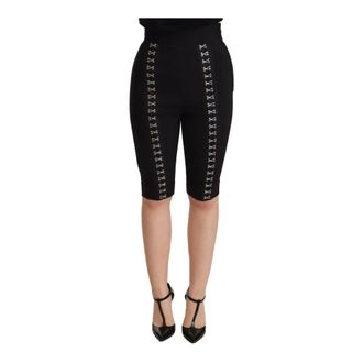 Dolce & Gabbana Shorts met hoge taille van wolmix - Dames - Korte Broeken - Zwart - 2XS - Wol - Korte Broeken