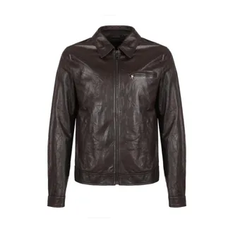 Dolce & Gabbana Chaqueta de piel con efecto arrugado - Jackets - Hombre - Marr&oacute;n - L