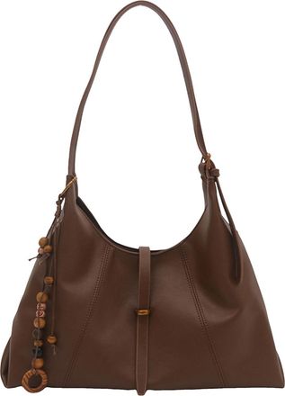 Generic PU Leather Casual Tote Handbag Large Capacity All-Match Shoulder Bag (Brown)