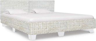 vidaXL Vidaxl - Estructura De Cama Sin Colch&oacute;n Rat&aacute;n Natural Gris 180x200 Cm