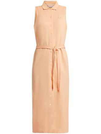 Lacoste logo-patch cotton dress - Orange