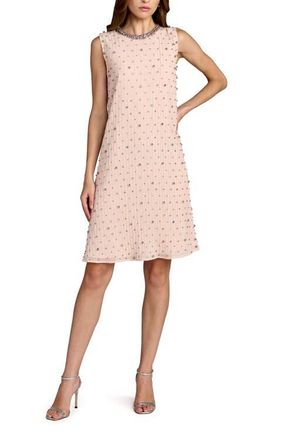 Mac Duggal Beaded Sleeveless Shift Mini Dress in Blush Multi at Nordstrom, Size X-Small