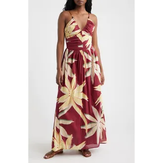 Rails Palm Floral Print A-Line Maxi Sundress in Red Palma at Nordstrom, Size Xx-Small