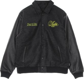 Iuter Zwarte Varsity Jack Leren Mouwen - Heren - Bomber jackets - Zwart - XS - Wol - Jassen