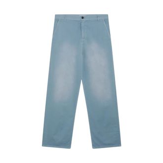 Miu Miu Pantalones de sarga te&ntilde;idos en prenda - Trousers - Mujer - Azul - S