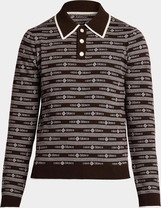 Casablanca Men & apos;s Wool Wordmark Polo Sweater