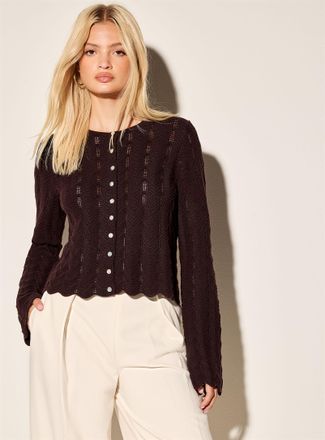 Icone Womens Waves and openwork cropped Cardigan Sweater