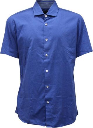 Liu Jo Slim Fit Shirt - Heren - Korte mouwen Overhemden - Blauw - XL - Overhemden