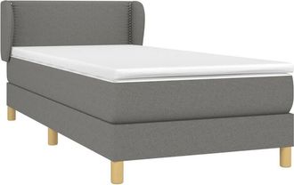 vidaXL Cama Box Spring Con Colch&oacute;n Tela Gris Oscuro 90x200 Cm Vidaxl