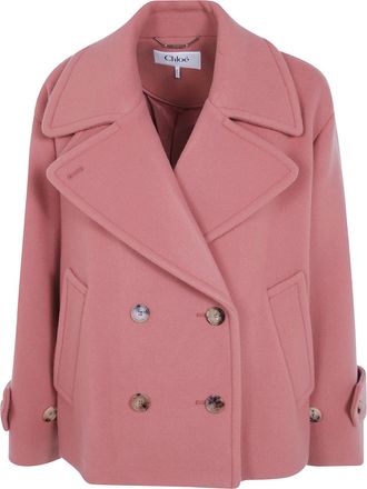 Chlo&eacute; Coat Military Split Turtle Neck