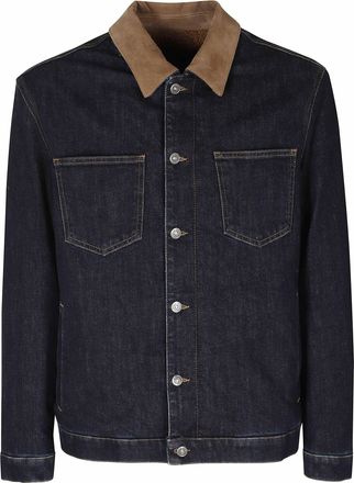 Dondup Blue Velvet Collar Denim Jacket