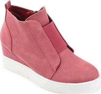 Journee Collection Clara Wedge Sneaker - Wide Width in Pink at Nordstrom Rack, Size 5.5