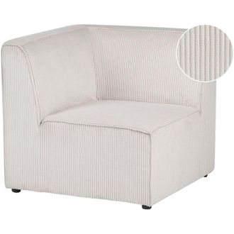 Beliani Corner Section Beige Corduroy 1-Seat Jumbo Cord Left Hand Sofa Module Modern Single-Seat LEMVIG