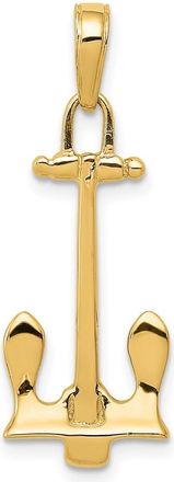 Diamond2Deal 14k Yellow Gold 3D Navy Anchor Pendant