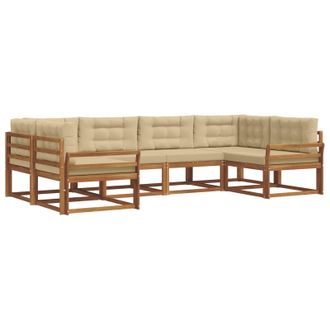 vidaXL Conjunto De Sof&aacute;s De Exterior Con Coj&iacute;n 6 Pcs Natural Y Beige Vidaxl