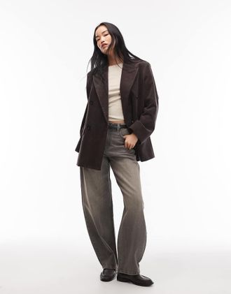 Arket Blazer doppiopetto marrone in velluto a coste