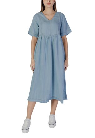 b.young Casual Denim Jurk Korte Mouwen V-hals