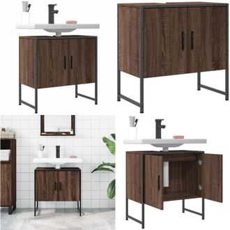 vidaXL Mobile Lavabo Bagno Rovere Marrone 60x33x60cm Legno Multistrato - Lavabo - Armadietto da bagno