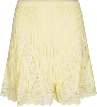 Self Portrait Gebreide kanten rok - Dames - Korte rokken - Geel - L - Polyester - Rokken