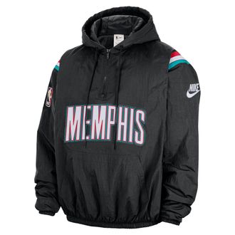 Nike Memphis Grizzlies Hardwood Classics Nike Mens Therma-FIT NBA 1/2-Zip Hoodie in Black | HQ5330-010