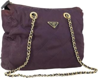 Prada Pre-owned Shoulder Bags, female, Purple, Size: ONE SIZE Pre-owned Nylon Shoulder Bag