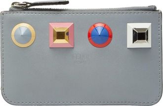 Fendi Gray Multi-Color Leather Coin Purse/Coin Case (Pre-Owned)