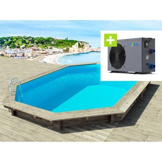Habitat et Jardin Piscina De Madera Brazilia 145 5,86 X 3,86 X 1,44 M + Bomba De Calor - Potencia 6,1 Kw