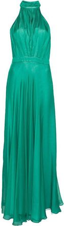 Raquel Diniz Long Dress In Green With Halterneck