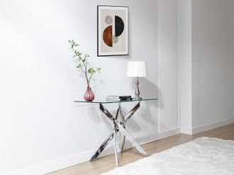 Vente-Unique Consolle in Vetro temperato e Metallo cromato Trasparente - COSIMA