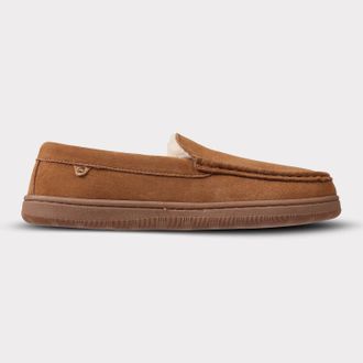 Lamofootwear Mens Harrison Wide Slip-On Moccasin In Chestnut
