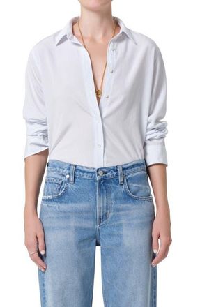 Citizens Of Humanity Avni Slim Fit Button-Up Shirt in Blue Microstripe at Nordstrom, Size X-Small