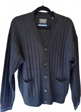 Scotch & Soda Mens Soft Knit Dropped Shoulder Cardigan In Meteorite