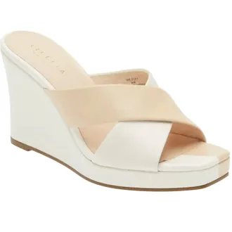 Cecelia New York Womens Wesley Wedge In Nude White