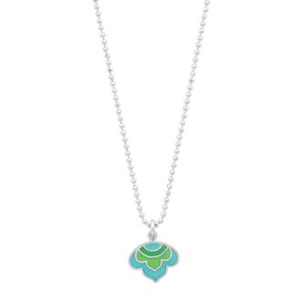 Jessica Elliot Womens Enameled Lotus Pendant Necklace In Sterling/turquoise