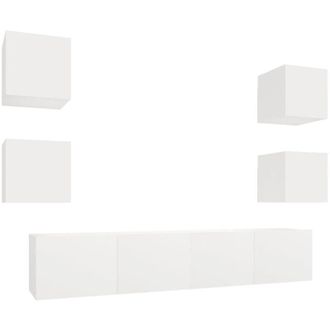 vidaXL Vidaxl - 6 Piece tv Cabinet Set White Engineered Wood