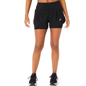 Asics Laufshorts ASICS ROAD 2-N-1 3.5IN SHORT, Damen, Gr. XL (46/48), N-Gr, schwarz (performance schwarz, performance schwarz), Obermaterial: 100% Polyester