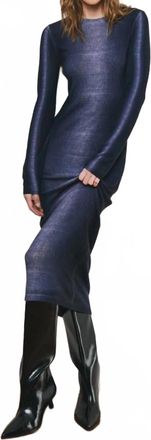 Autumn Cashmere Denim Wash Crew Neck Dress In Navy Combo