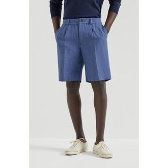 Brunello Cucinelli D&eacute;lav&eacute; linen Bermuda shorts in Denim at Nordstrom, Size 48 It