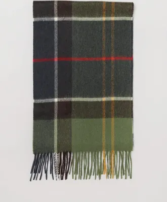 Barbour Sciarpa in misto cashmere con motivo tartan e bordi sfrangiati