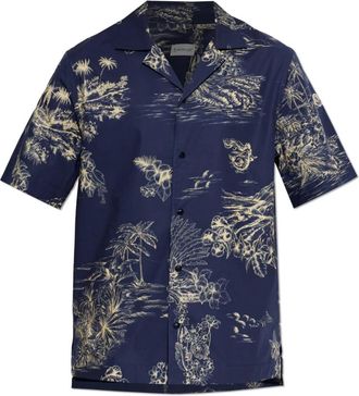 Moncler Shirt met korte mouwen - Heren - Korte mouwen Overhemden - Blauw - L - Katoen - Overhemden